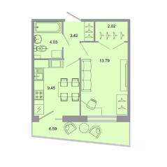 ЖК «Стороны света», планировка 1-комнатной квартиры, 34.10 м²