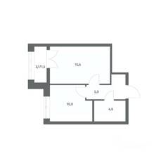 ЖК «NEWПИТЕР», планировка 1-комнатной квартиры, 36.74 м²