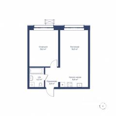 ЖК «Цветочный город», планировка 2-комнатной квартиры, 47.40 м²