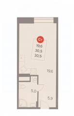ЖК «Отлично», планировка студии, 30.50 м²