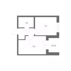 ЖК «NEWПИТЕР», планировка 1-комнатной квартиры, 35.30 м²