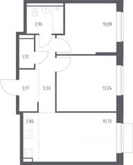ЖК «Молжаниново», планировка 2-комнатной квартиры, 56.51 м²