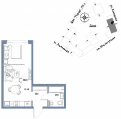 ЖК «Страна.Парковая», планировка студии, 30.03 м²
