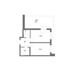 ЖК «Парусная 1», планировка 1-комнатной квартиры, 47.70 м²