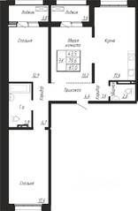 ЖК «Сибирь», планировка 3-комнатной квартиры, 87.00 м²