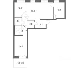 ЖК «NEWПИТЕР», планировка 3-комнатной квартиры, 85.83 м²