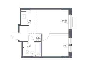ЖК «Новое Видное», планировка 1-комнатной квартиры, 35.70 м²