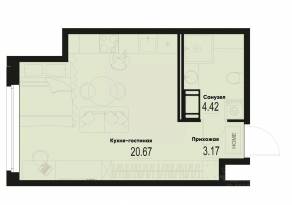 ЖК «ID Murino III», планировка студии, 28.26 м²