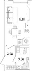 ЖК «Гранат», планировка студии, 20.58 м²