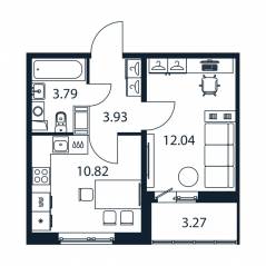 ЖК «Полис ЛАВрики», планировка 1-комнатной квартиры, 30.20 м²