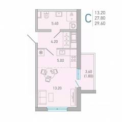 ЖК «Lovo», планировка студии, 29.60 м²