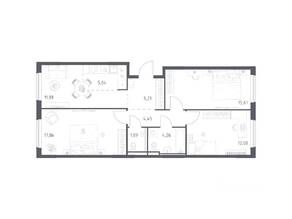 ЖК «Мытищи Парк», планировка 3-комнатной квартиры, 79.28 м²