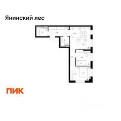 ЖК «Янинский лес», планировка 2-комнатной квартиры, 54.20 м²