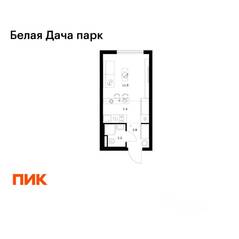ЖК «Белая Дача парк», планировка студии, 22.10 м²