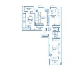 ЖК «Новоград Монино», планировка 3-комнатной квартиры, 79.52 м²