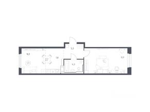 ЖК «Мытищи Парк», планировка 1-комнатной квартиры, 47.60 м²