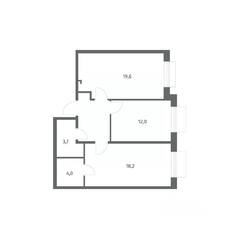 ЖК «Парусная 1», планировка 2-комнатной квартиры, 63.00 м²