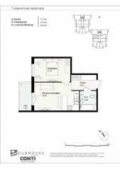 МЖК «Новая Дубровка», планировка 1-комнатной квартиры, 39.20 м²