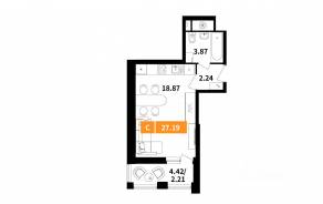 ЖК «Планерный квартал», планировка студии, 27.19 м²