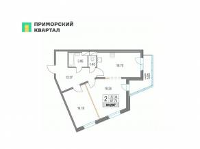 ЖК «Приморский квартал», планировка 2-комнатной квартиры, 67.70 м²