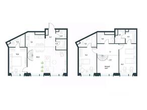 ЖК «Level Академическая», планировка 3-комнатной квартиры, 118.10 м²