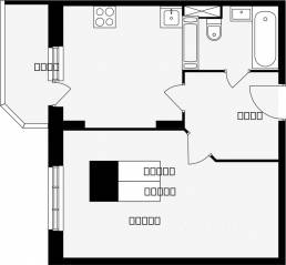 ЖК «Школьный (Климовск)», планировка 1-комнатной квартиры, 41.40 м²