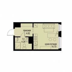 ЖК «ID Murino III», планировка студии, 23.78 м²