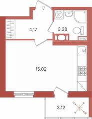 ЖК «Патио», планировка студии, 24.13 м²