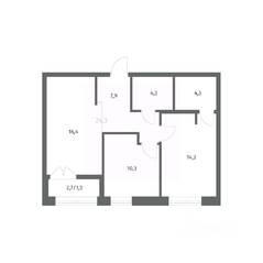 ЖК «NEWПИТЕР», планировка 2-комнатной квартиры, 58.75 м²