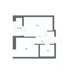 ЖК «NEWПИТЕР», планировка 1-комнатной квартиры, 32.99 м²