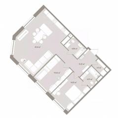 Апарт-комплекс «D'oro Mille», планировка 3-комнатной квартиры, 93.50 м²
