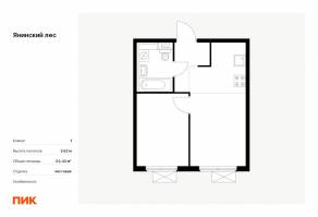 ЖК «Янинский лес», планировка 1-комнатной квартиры, 32.42 м²