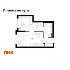 ЖК «Ильинские луга», планировка 1-комнатной квартиры, 31.80 м²