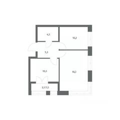 ЖК «NEWПИТЕР», планировка 2-комнатной квартиры, 50.08 м²