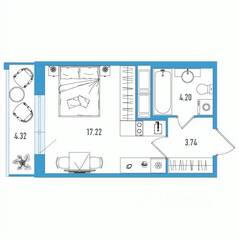 ЖК «Искра Сити», планировка студии, 26.46 м²