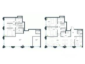ЖК «Level Бауманская», планировка 5-комнатной квартиры, 153.80 м²