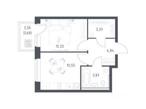 ЖК «Егорово Парк», планировка 1-комнатной квартиры, 33.51 м²