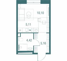 ЖК «Одинбург», планировка студии, 24.79 м²
