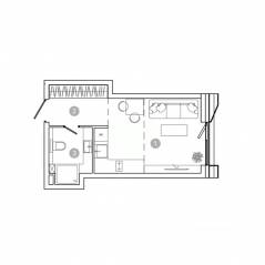 ЖК «UNO. Соколиная гора», планировка студии, 23.20 м²