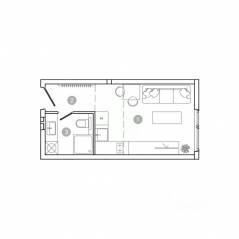 ЖК «UNO. Соколиная гора», планировка студии, 20.80 м²