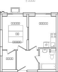 ЖК «Видный берег 2», планировка 1-комнатной квартиры, 34.20 м²