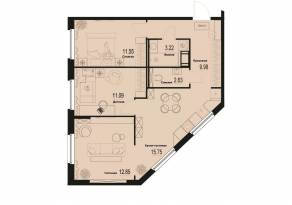 ЖК «ID Murino III», планировка 3-комнатной квартиры, 67.07 м²