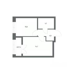ЖК «NEWПИТЕР», планировка 1-комнатной квартиры, 34.79 м²