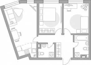 ЖК «Тринити-3», планировка 3-комнатной квартиры, 62.65 м²