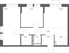ЖК «Богдановский Лес», планировка 2-комнатной квартиры, 60.12 м²