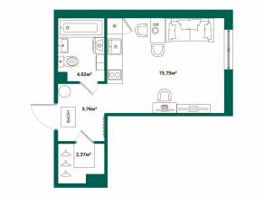 ЖК «ЛесART», планировка студии, 25.90 м²