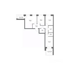 ЖК «NEWПИТЕР», планировка 3-комнатной квартиры, 78.55 м²