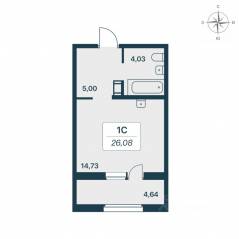 ЖК «Расцветай в Янино», планировка студии, 28.40 м²