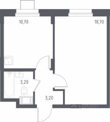 МФК «Люберцы 2023», планировка 1-комнатной квартиры, 36.30 м²