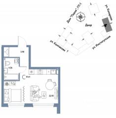 ЖК «Страна.Парковая», планировка студии, 31.41 м²
